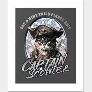 Captain Scowler Pirate Cat Posters and Art